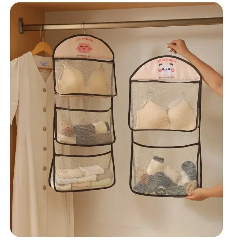 Large Capacity Cartoon Wall Mounted Sundry Mesh Bag Portable Toy