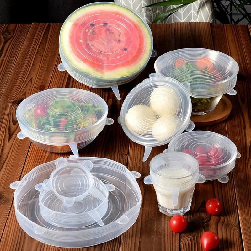 Silicone Food Cover Lids Set – Elastic Reusable Bowl & Jar Caps