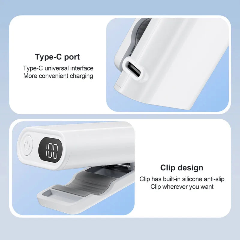 Portable Clip Fan – 360° Flexible Hose USB Rechargeable 5-Speed