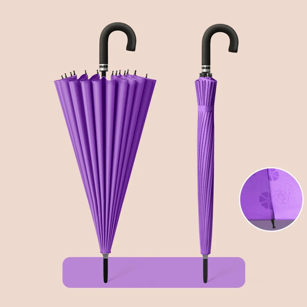 PEAKINBAGS 24-Bone Large UV Protection J-Handle Umbrella