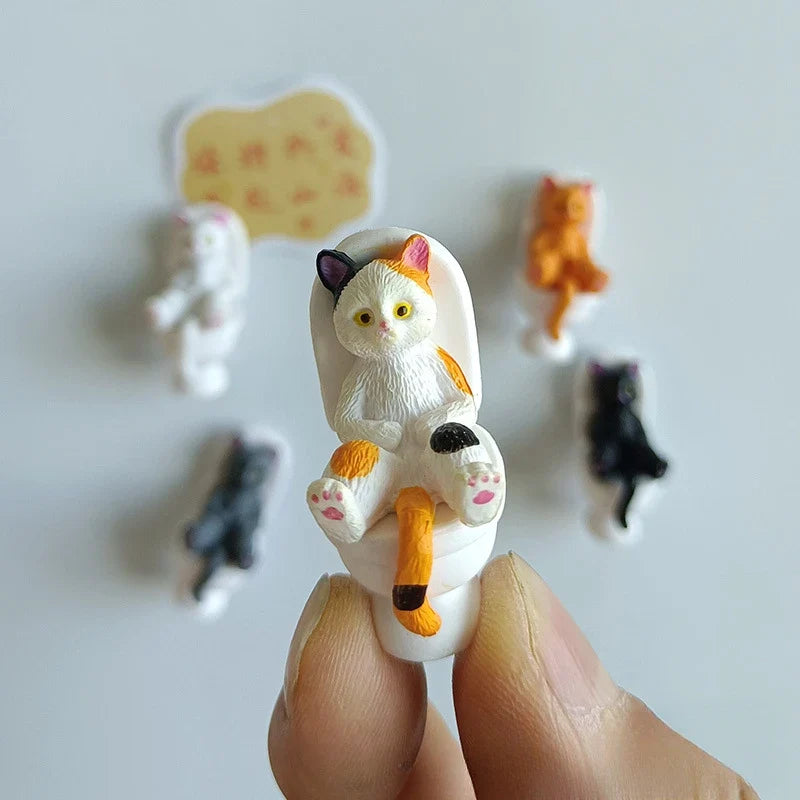 Funny Cat Spiritual Consolation PVC Appearance Toilet Office Mini