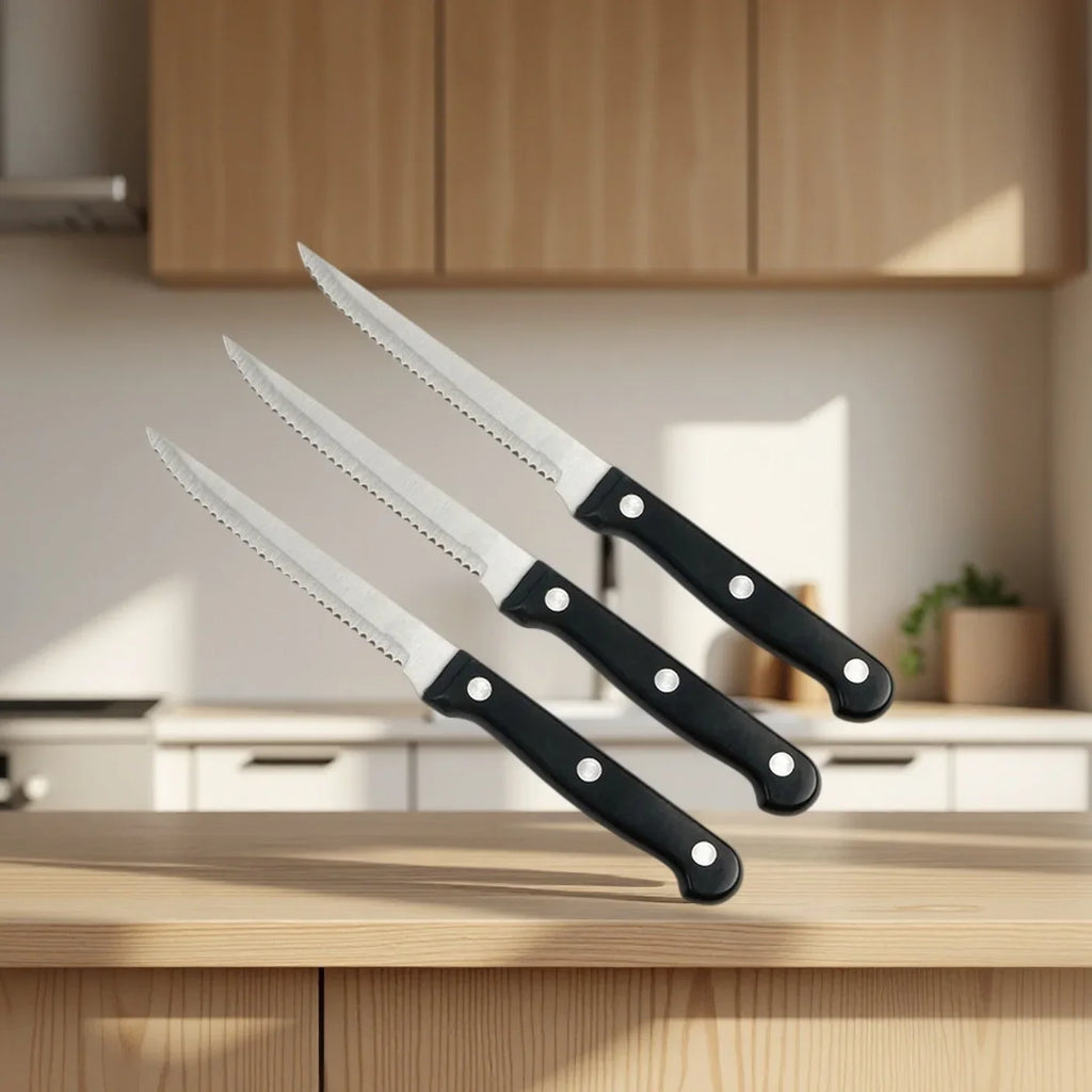 Steak Knives Set 4–16 Pcs Full Tang Serrated Stainless Steel