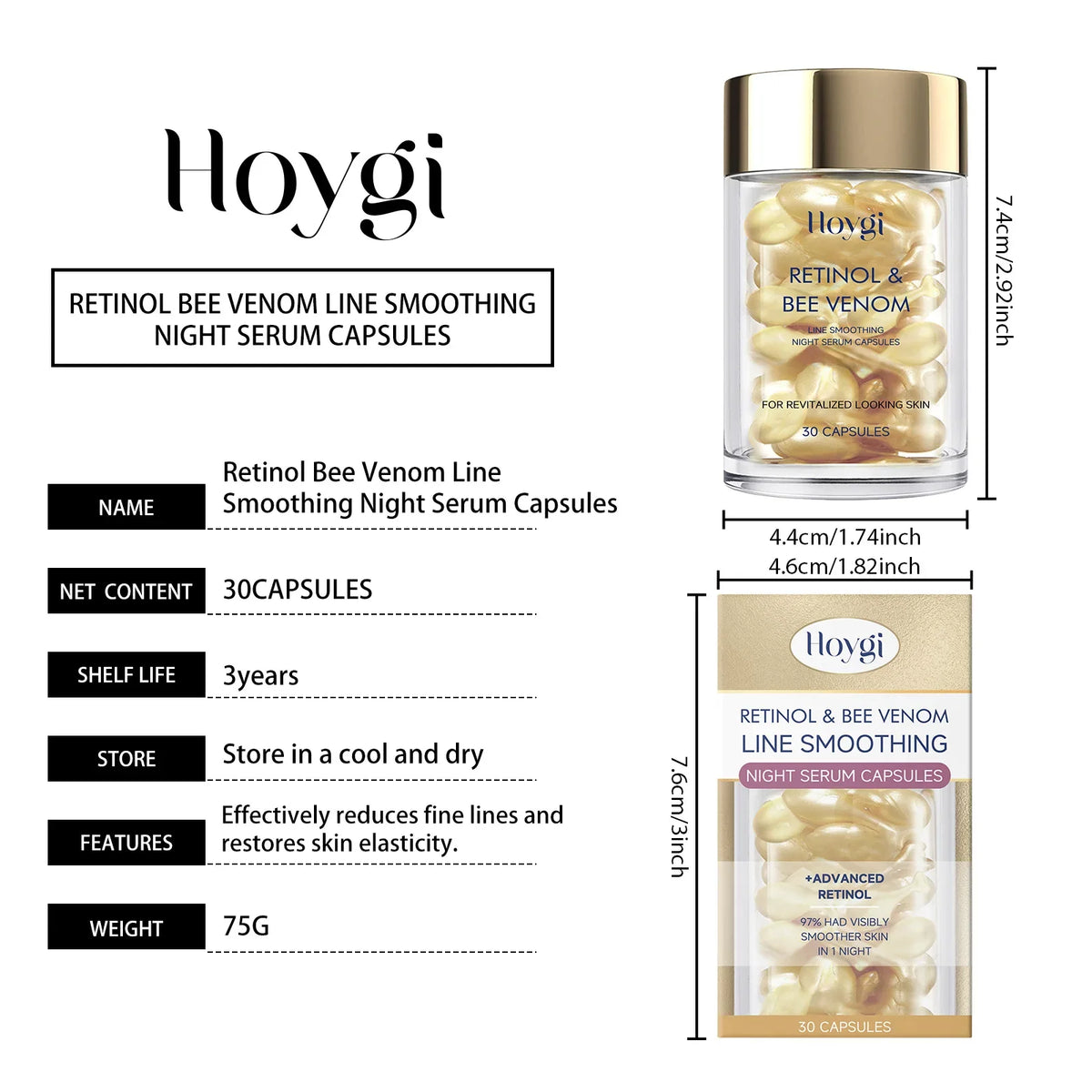 Hoygi Retinol & Bee Venom Night Serum Capsules | Anti-Aging