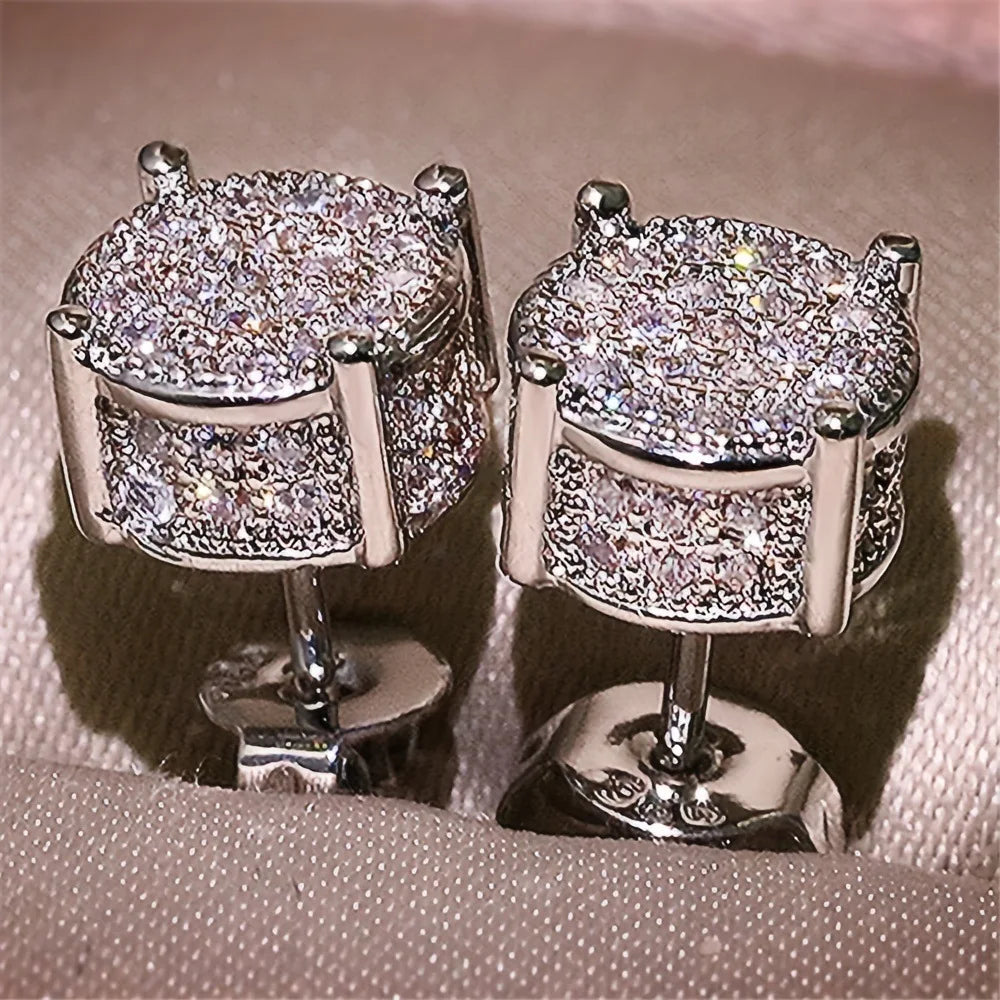 Gold & Silver Rhinestone Stud Earrings | Four-Claw Round Studs