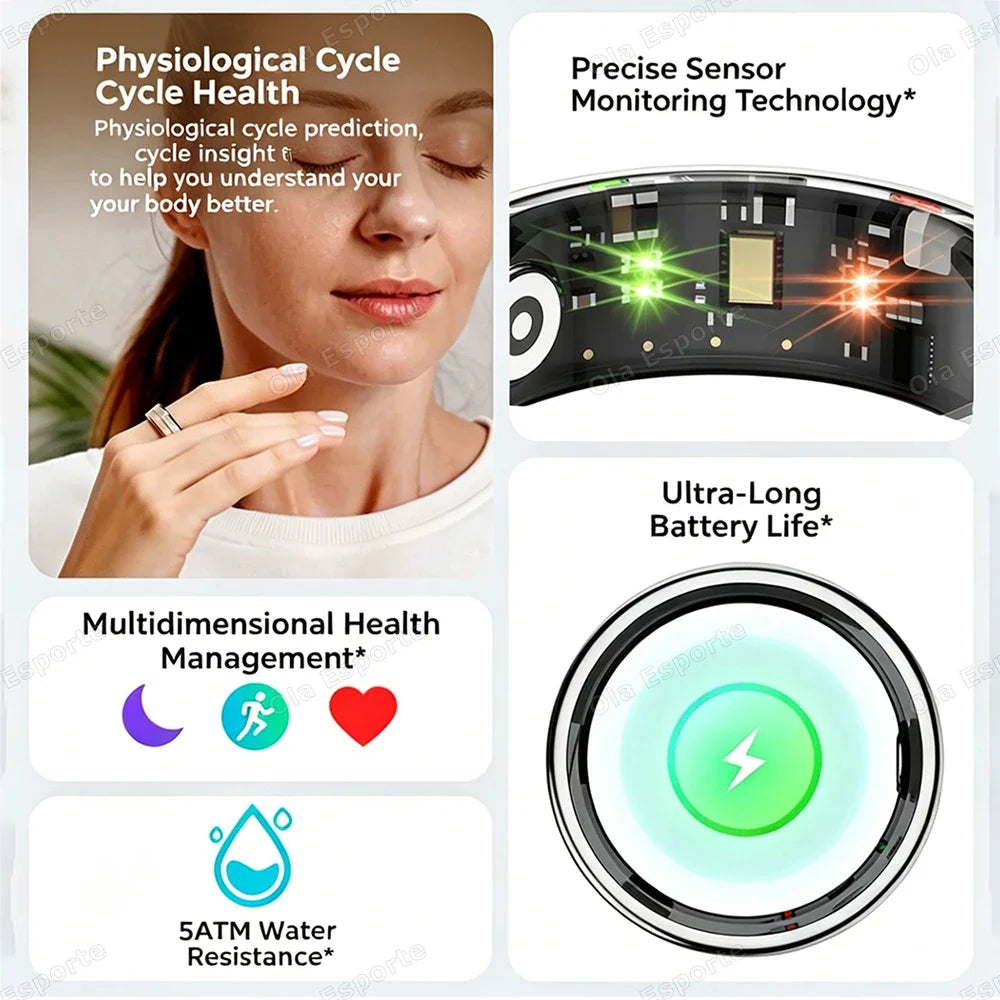 Ola Esporte Smart Ring – Heart Rate, SpO₂ & Sleep Tracker