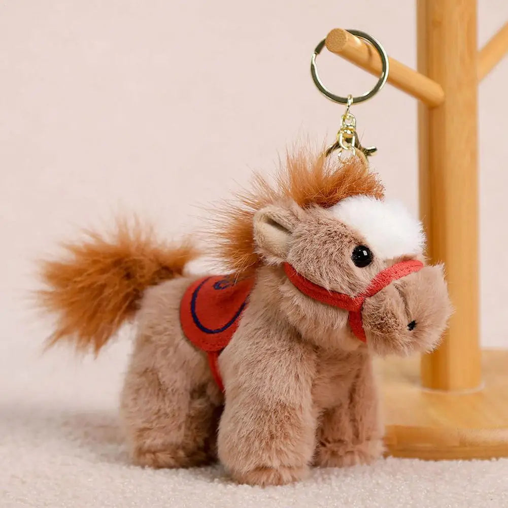 Vintage Pony Pendant Keychian Kawaii Plush Toy Soft Cartoon Animal