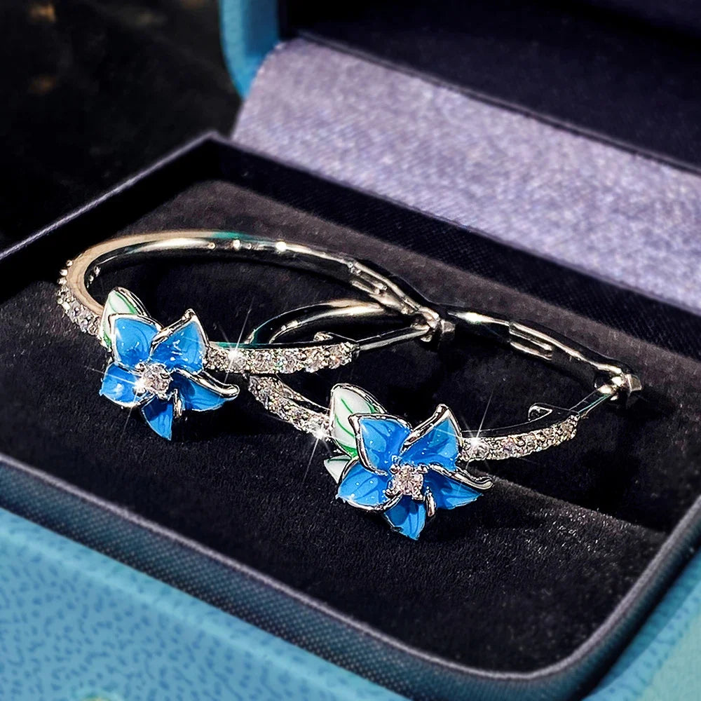 Huitan Flower Drop Earrings – Cubic Zirconia Women's Jewelry