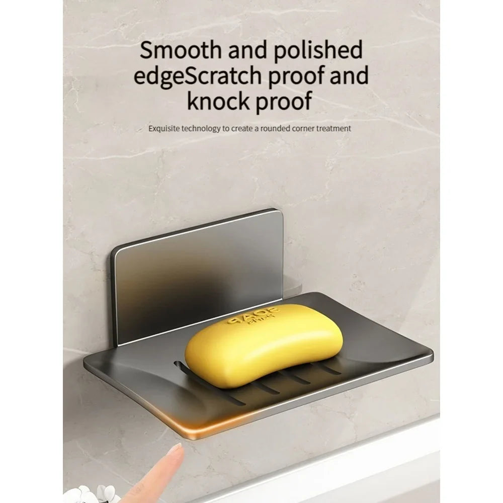 No-Drill Wall-Mounted Metal Soap Dish | Gun Grey Draining Rack