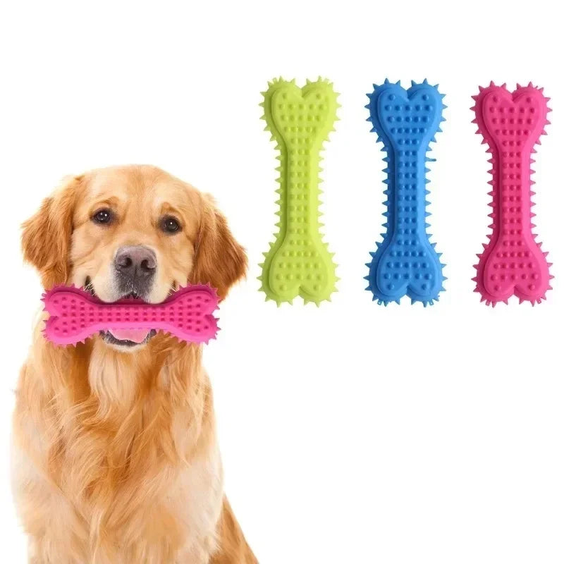 Dog Bone Rubber Chew Toy | Teeth Cleaning & Training Stick