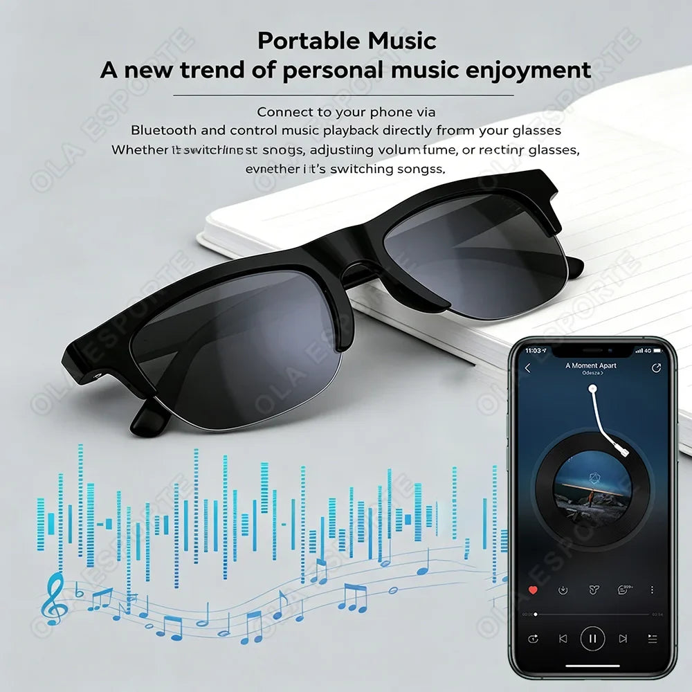 AI Smart Sunglasses – Bluetooth 5.3, UV Protection & Voice Control