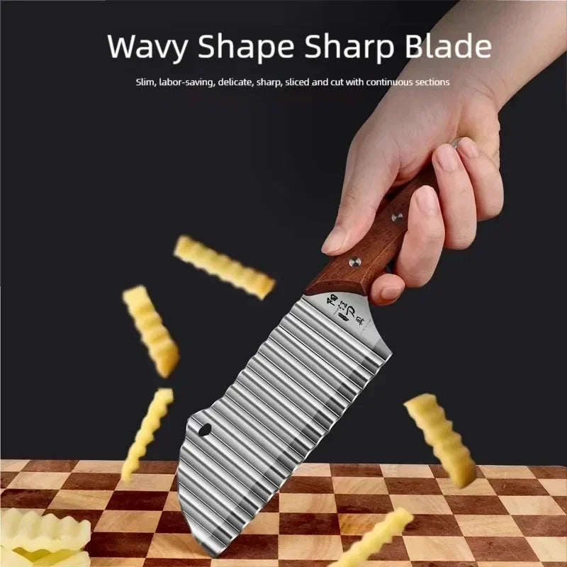 PLYS Stainless Steel Wavy Blade Potato Cutter & Veg Chopper