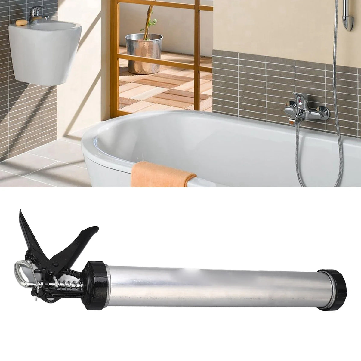 Air Caulking Gun Aluminum Tube Silicone Caulk Tool 10 Nozzles Tools