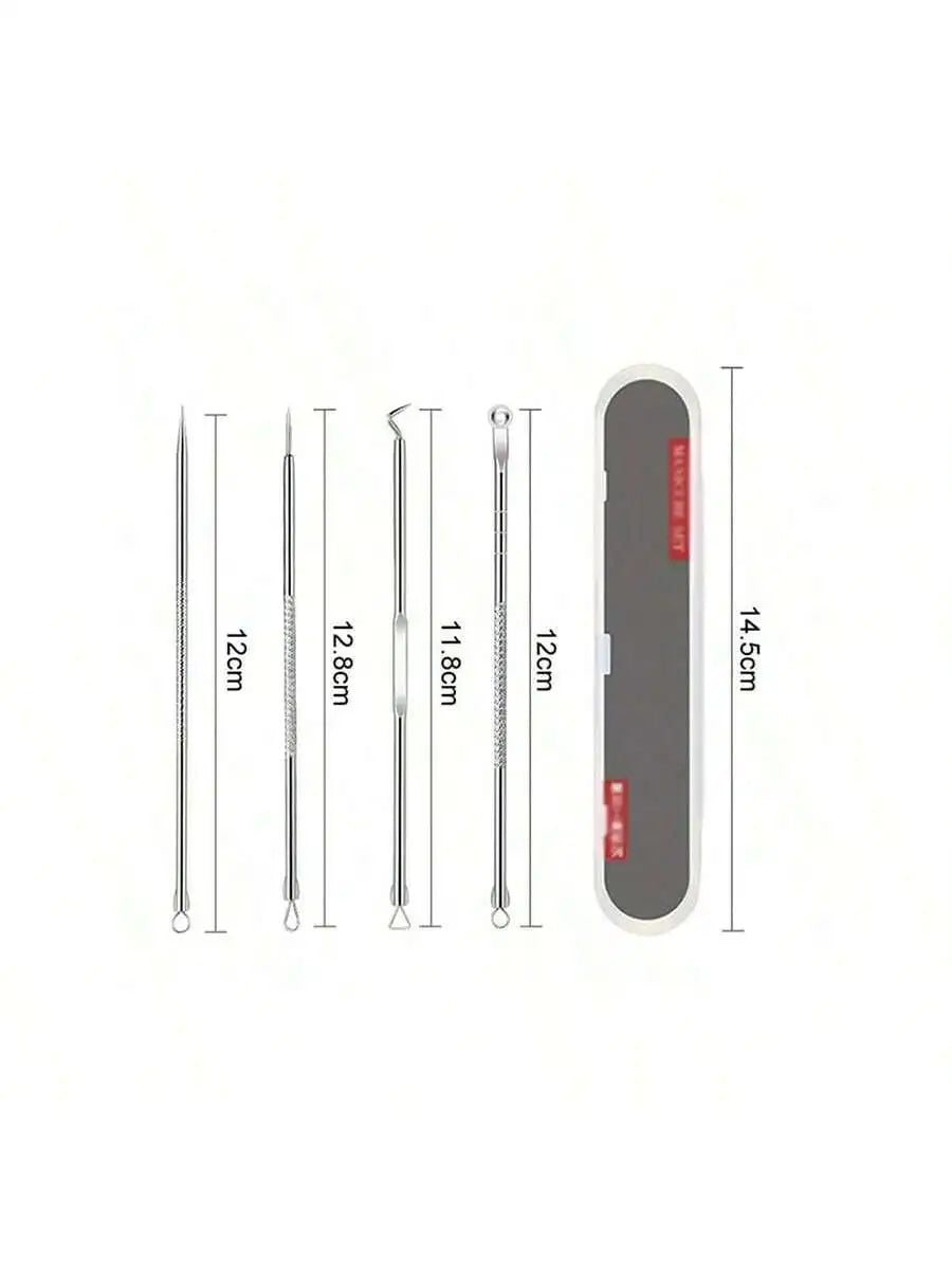 Stainless Steel Blackhead Extractor Tool Set – 4 Piece Kit