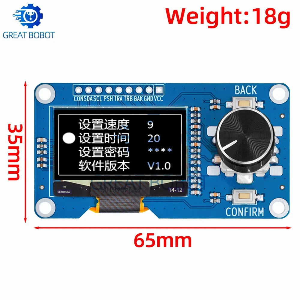 OLED Display 0.96/1.3" + EC11 Rotary Encoder Module for Arduino