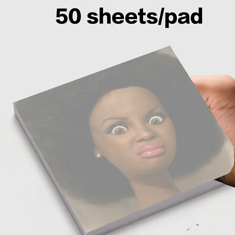 50 150Sheets Paper Curly Hair Character Notepad Humorous Angry Face