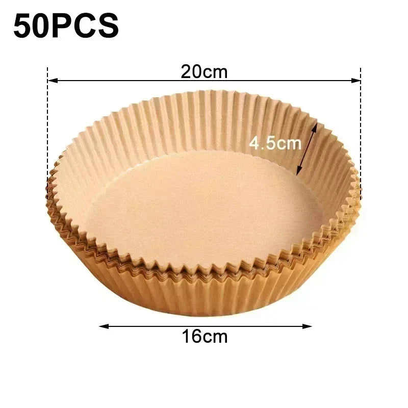 50-Pack Disposable Air Fryer Paper Liners 20cm | Oil-Proof