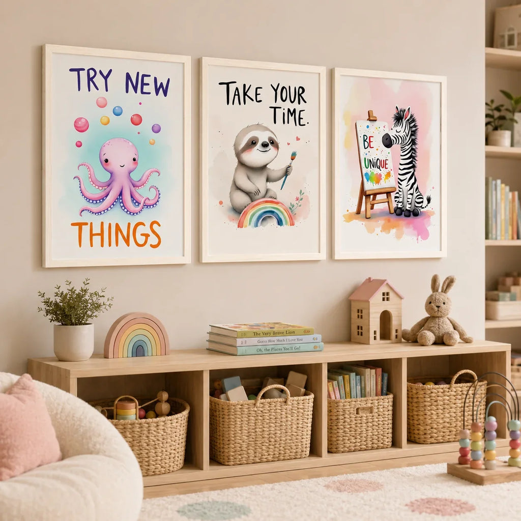 Nordic Animal Nursery Canvas Wall Art – Kids Room Decor