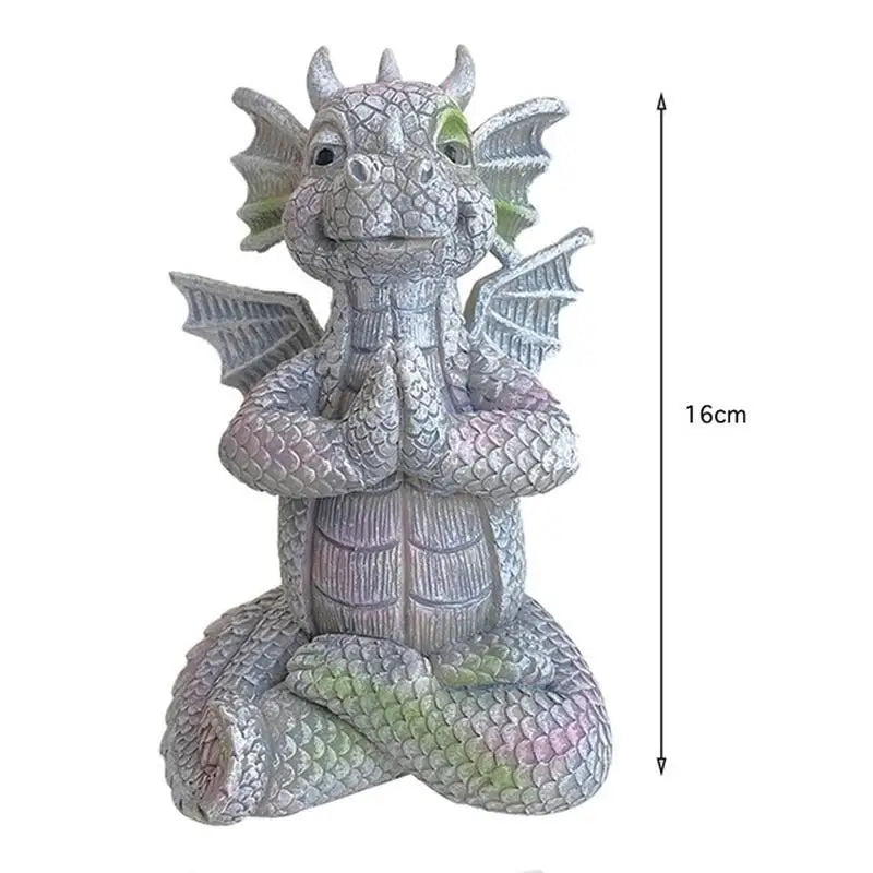 Dragon Meditation Statue LED Light Resin Garden Sculpture