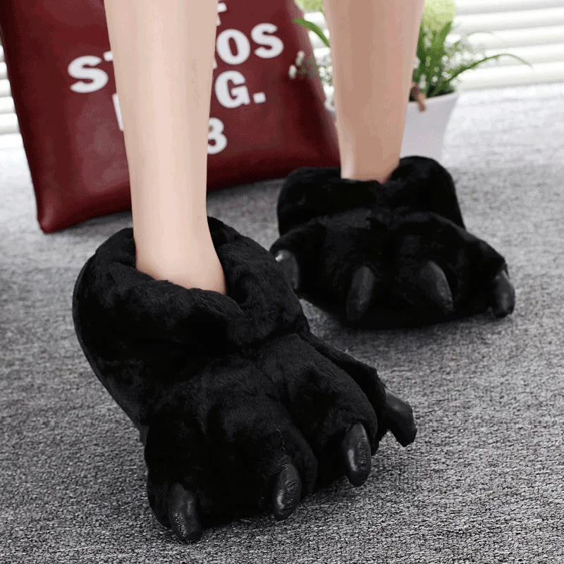 Women's Bear Paw Faux Fur Slippers – Cosy Animal House Shoes
