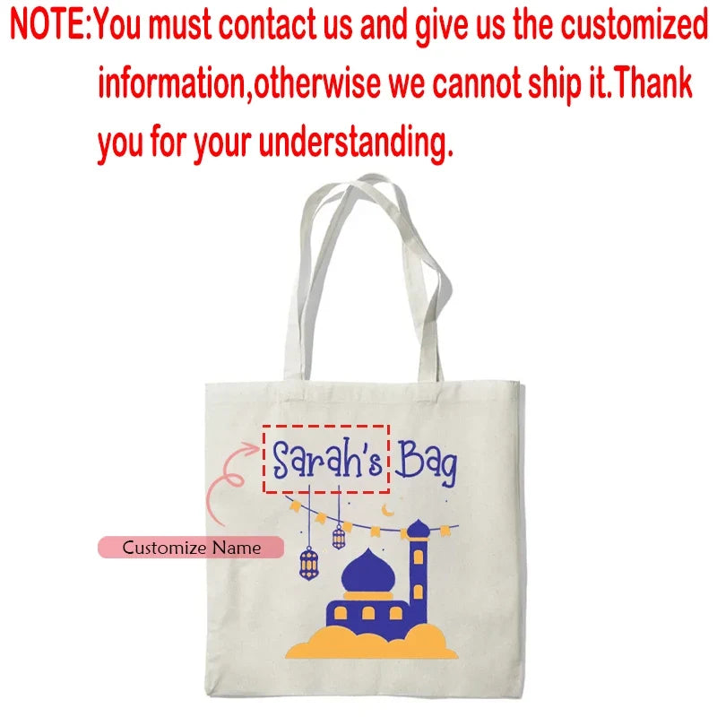 Personalized Mosque Canvas Tote Bag | Eid Ramadan Islamic Gift