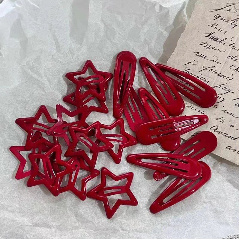 5-Pack Red Star Metal Snap Hair Clips – Fashion Barrettes