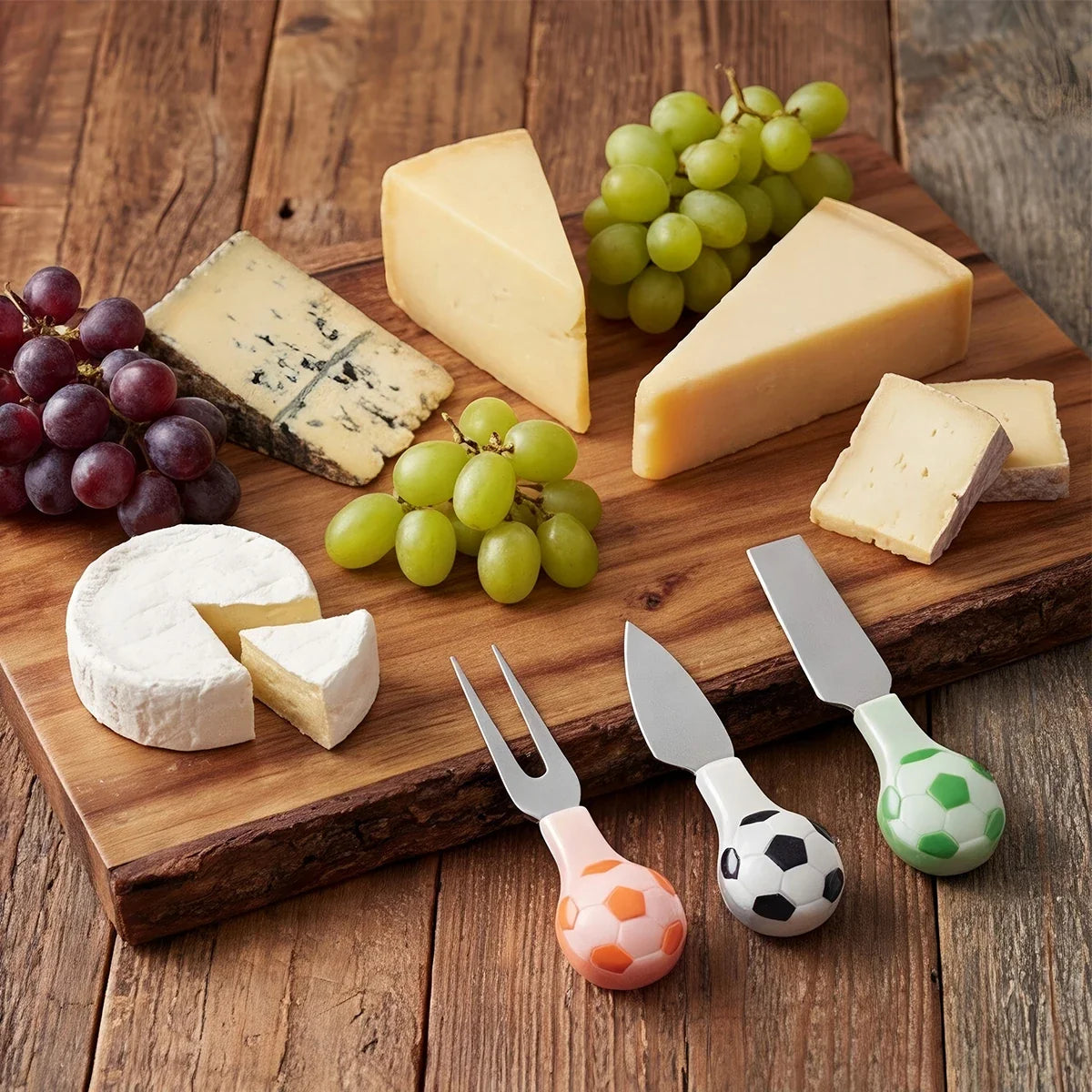 5-Piece Stainless Steel Cheese Knife Set – Football Handle