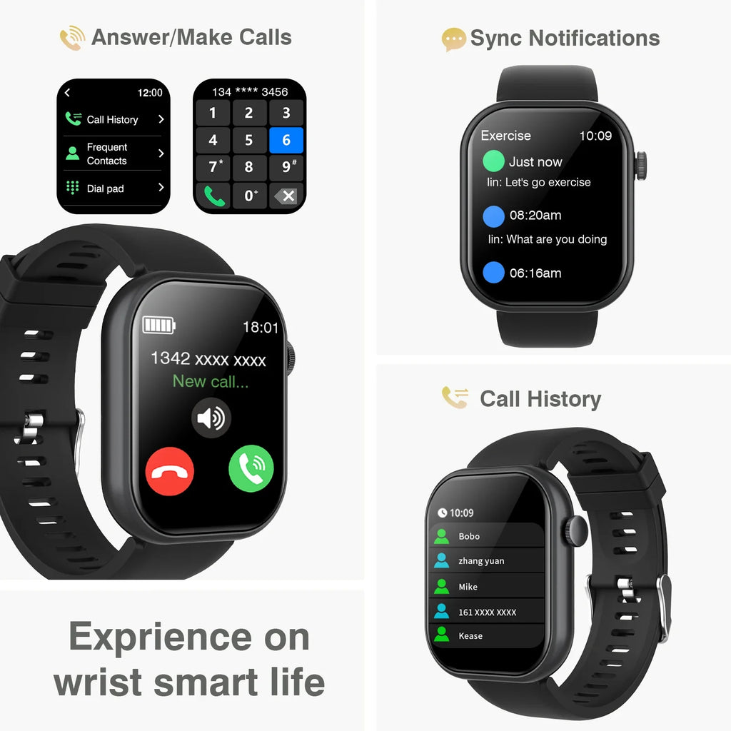 LOMAXFR Smart Watch – 2.01" HD Screen, Wireless Calling, Fitness