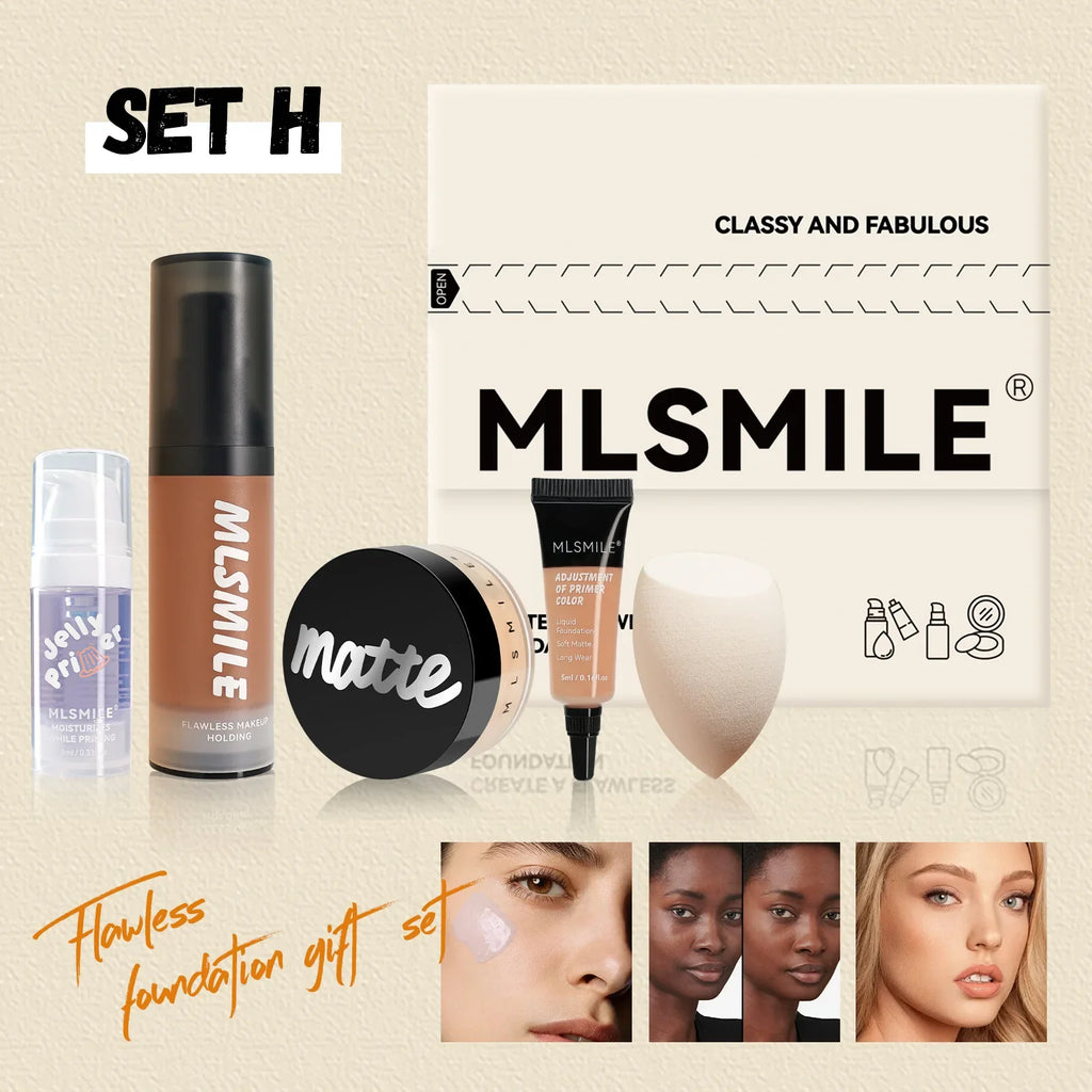 MLSMILE Makeup Set – Primer, Foundation, Concealer & Powder
