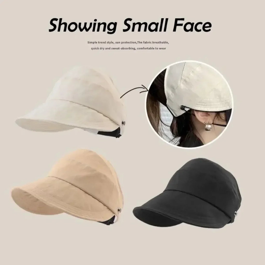 Women's Foldable Wide Brim Sun Hat – Adjustable Visor Cap