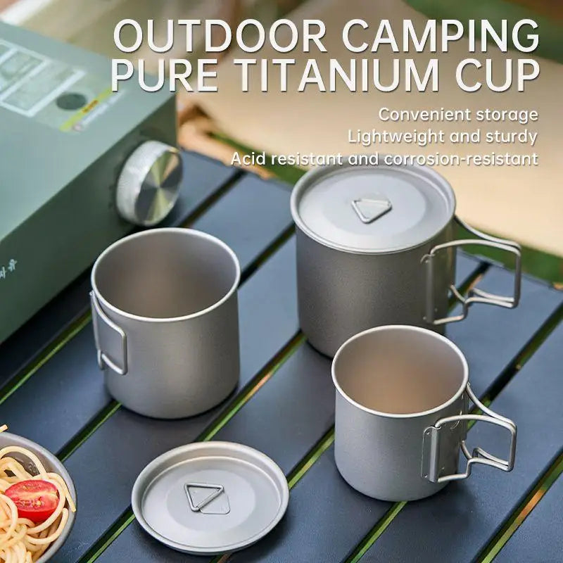 Pure Titanium Folding Camp Mug – Lightweight 220–750ml Cup