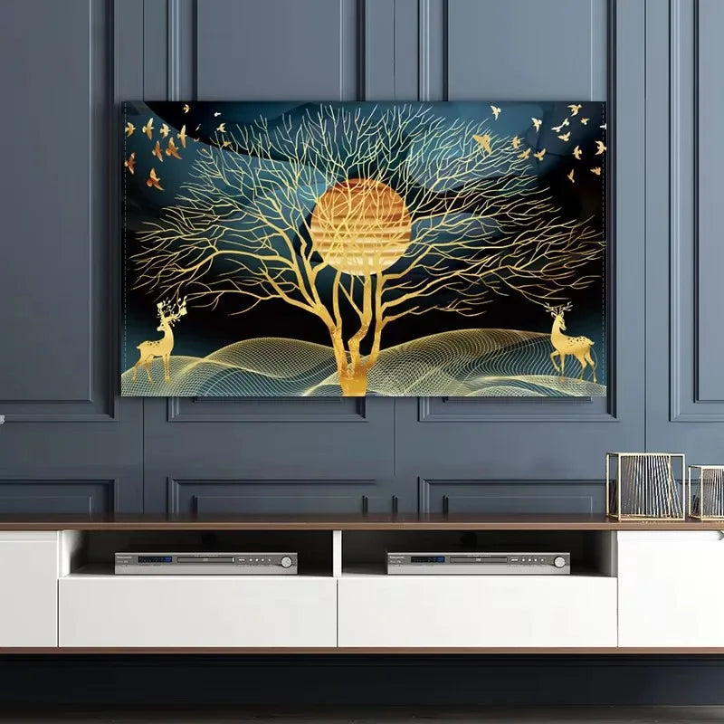 Golden Tree of Life Canvas Wall Art | Night Sky Stars Print