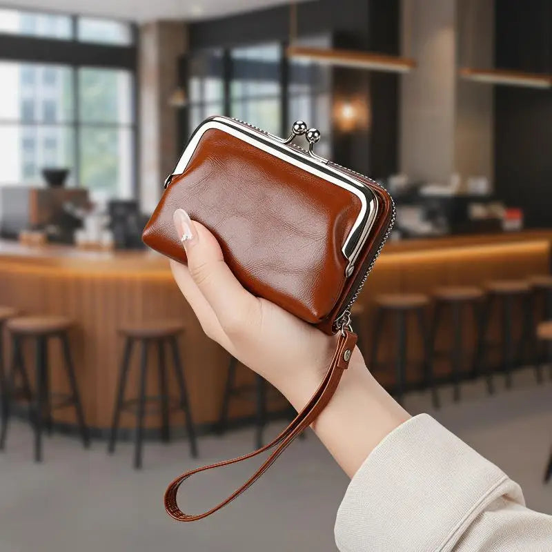 Women's PU Leather Wristlet Coin Purse | Dual Compartment Mini Wallet