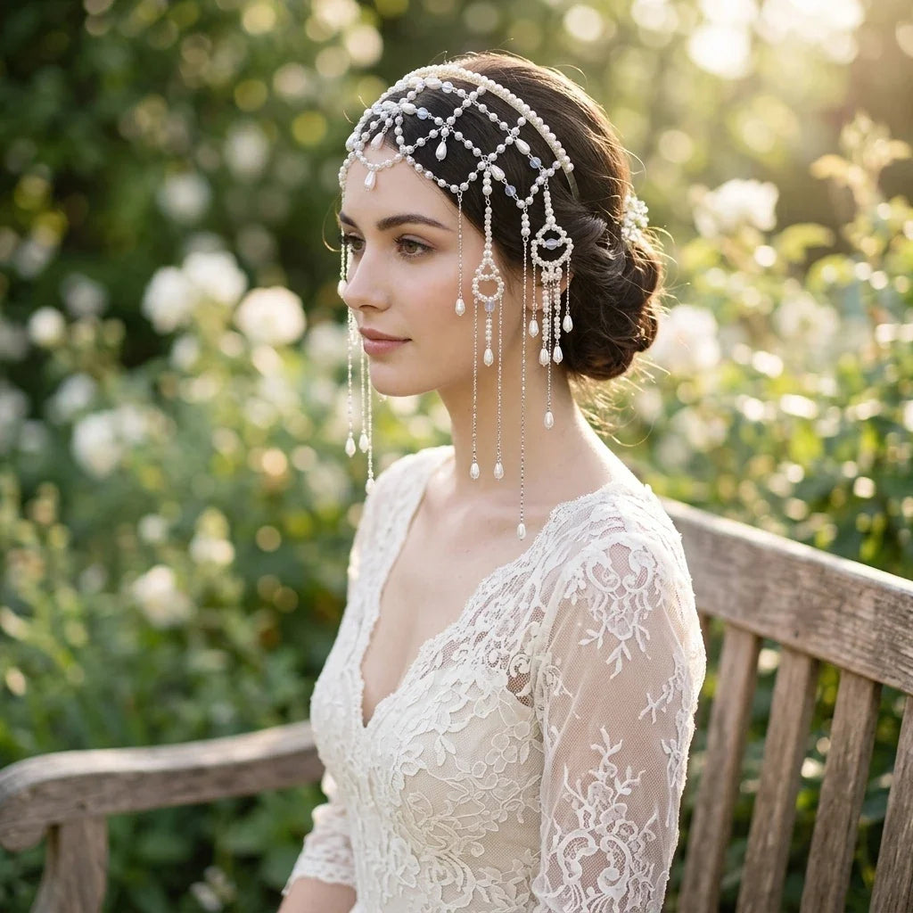 Pearl Headband with Detachable Tassels | Wedding Hair Accessory