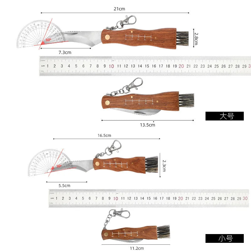 Mini Mushroom Foraging Knife – Rosewood Handle & Brush