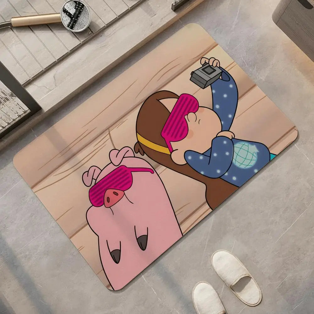 Cartoon Pig Diatomite Bath Mat – Quick Dry & Anti-Slip