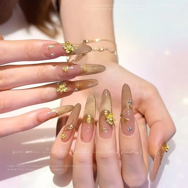 3D Alloy Flower Nail Art Charms Silver Gold Lilac 20/30pcs