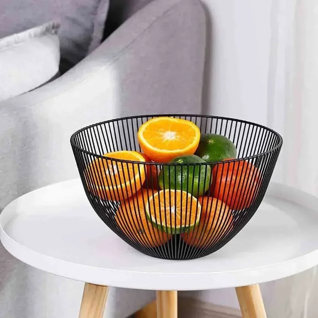 Metal Wire Fruit Basket – Kitchen Bread & Snack Organizer Bowl