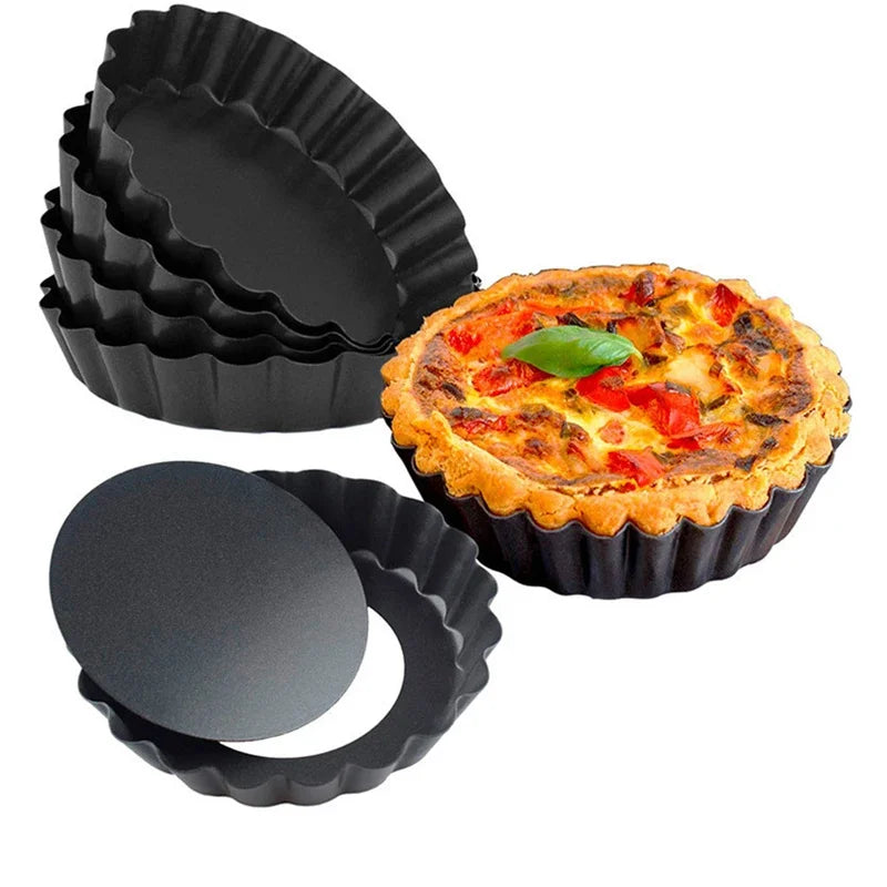 6-Pc Non-Stick Tart & Quiche Pan Set | 4" Carbon Steel Molds