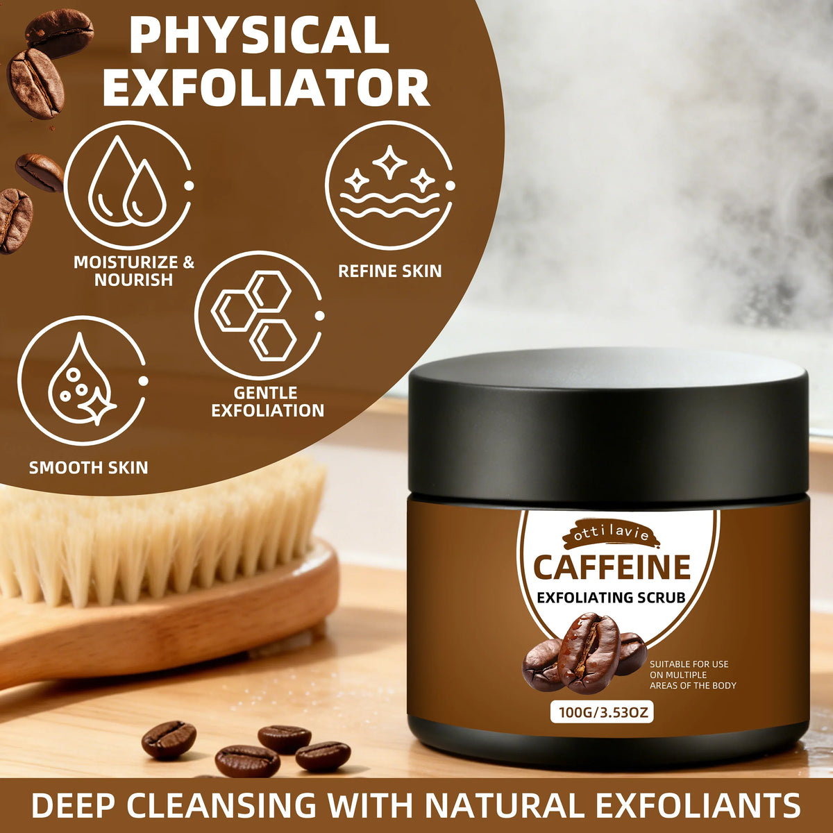 Ottilavie Caffeine Exfoliating Body Scrub – Hands, Feet & Body