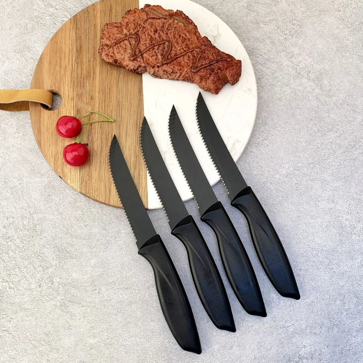 Serrated Steak Knife Set – Stainless Steel & Plastic Handle