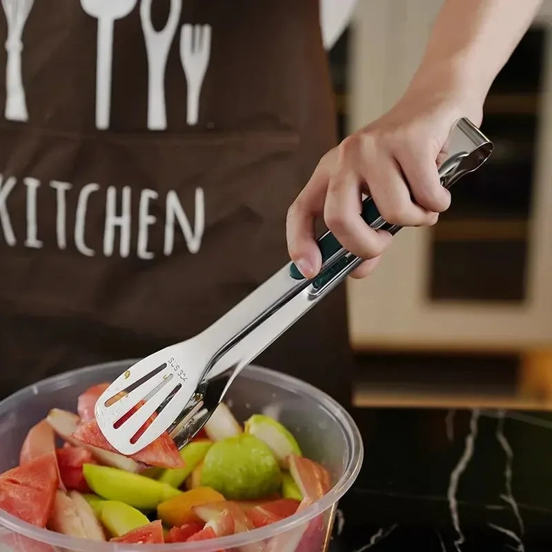 Stainless Steel Non-Slip Food Tongs | BBQ & Kitchen Clamp