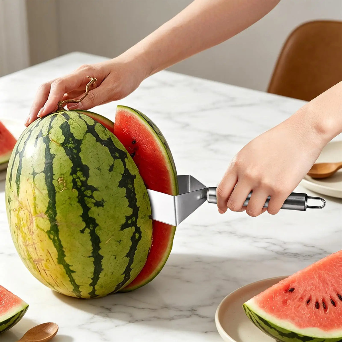 Stainless Steel Triangular Watermelon Slicer & Cutter Tool