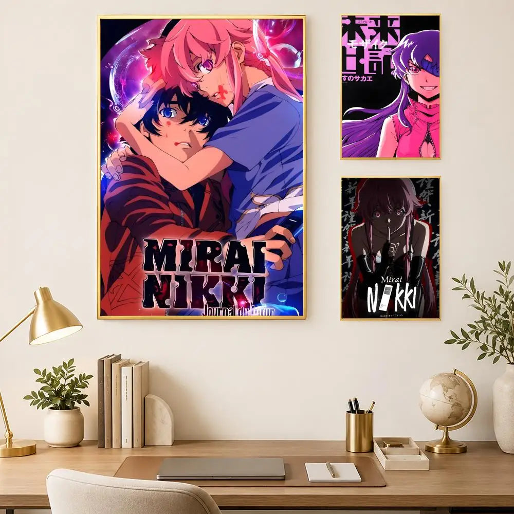 Mirai Nikki Anime Poster – Self-Stick HD PVC Waterproof Wall Art