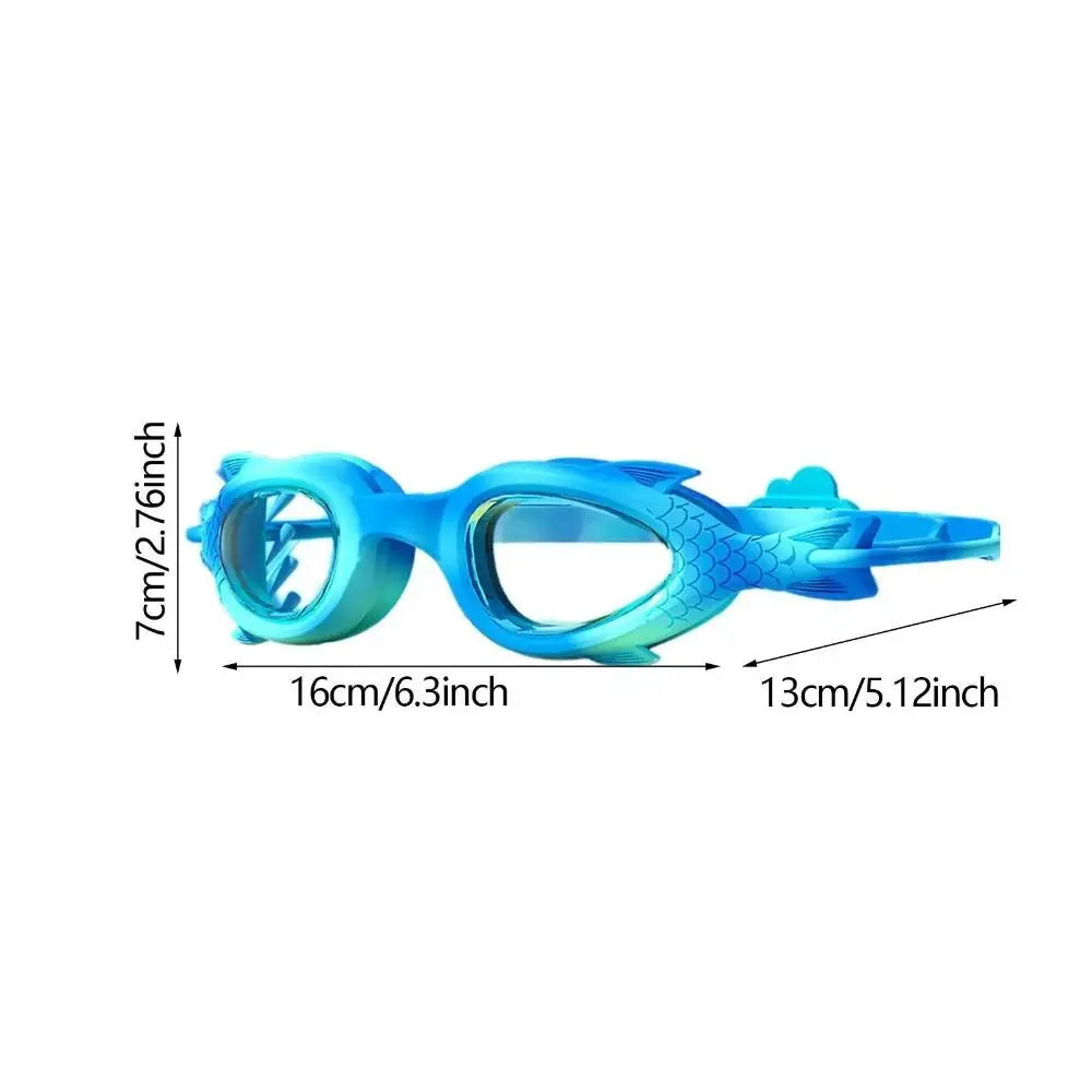 Kids Anti-Fog Swimming Goggles – Fish Shape Silicone, Ages 3–14