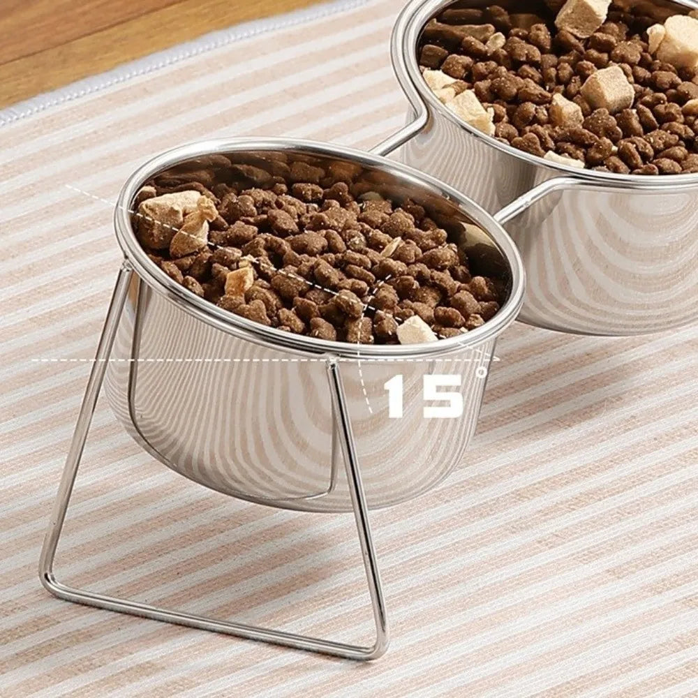 Elevated Stainless Steel Pet Bowl with Anti-Tip Stand | Cat & Dog