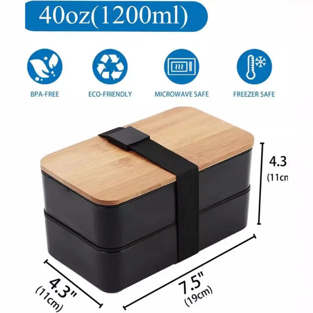 Stackable Bento Box Utensils All-in-one Meal Prep Compartment Lunch