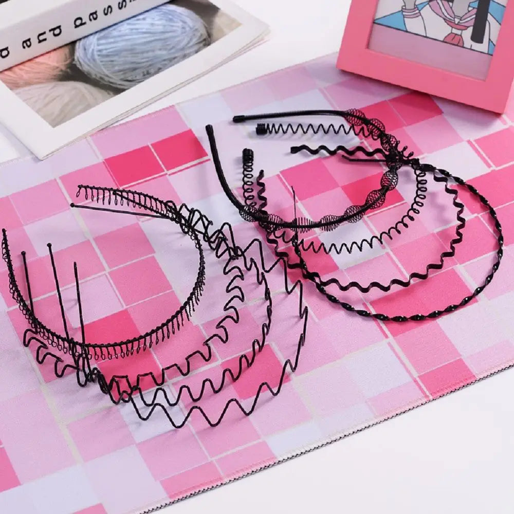 Cross Wave Metal Hair Hoop Headband – Unisex Korean Style