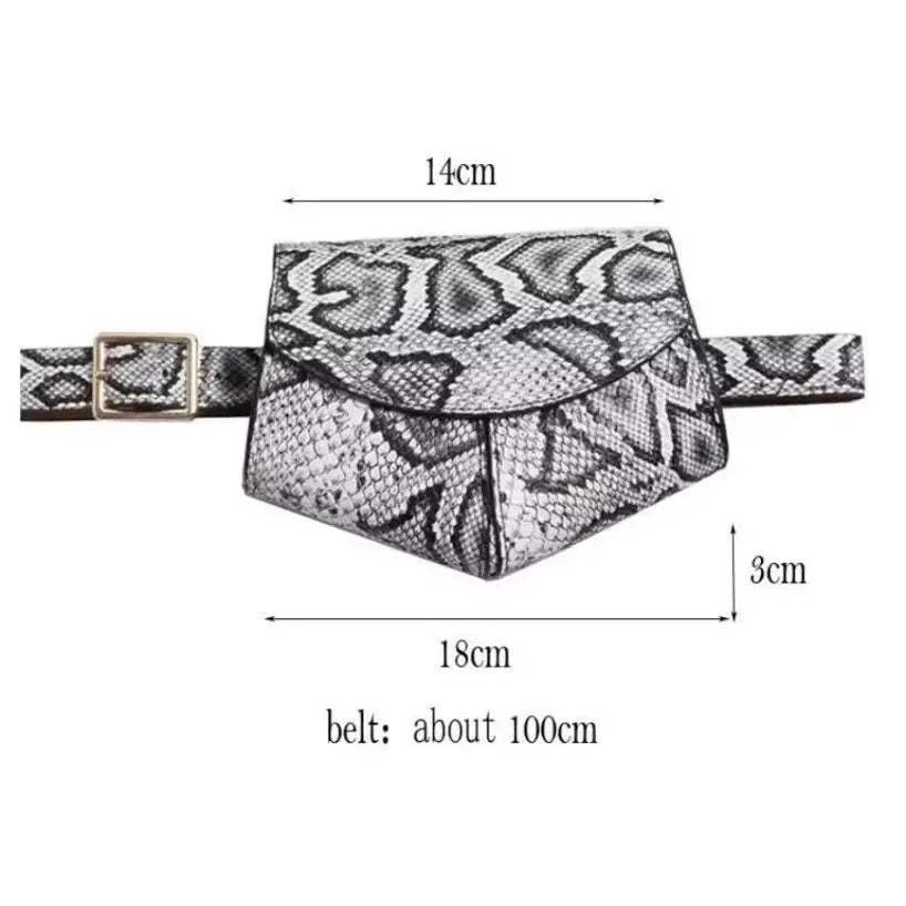 Women's Mini Snake Print Waist Bag – Faux Leather Belt Saddle Bag