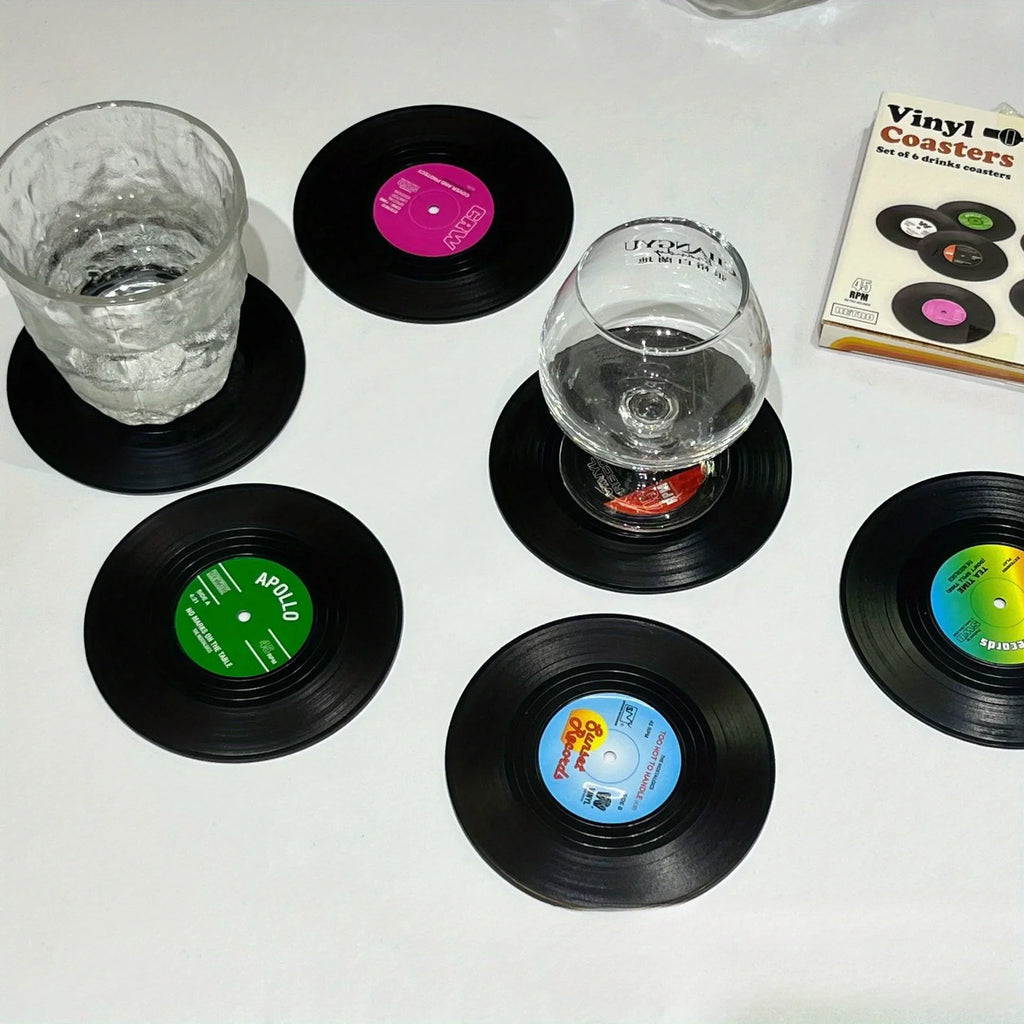 Vinyl Record Coasters Absorbent Retro Home Decor Coffee Cup Placement