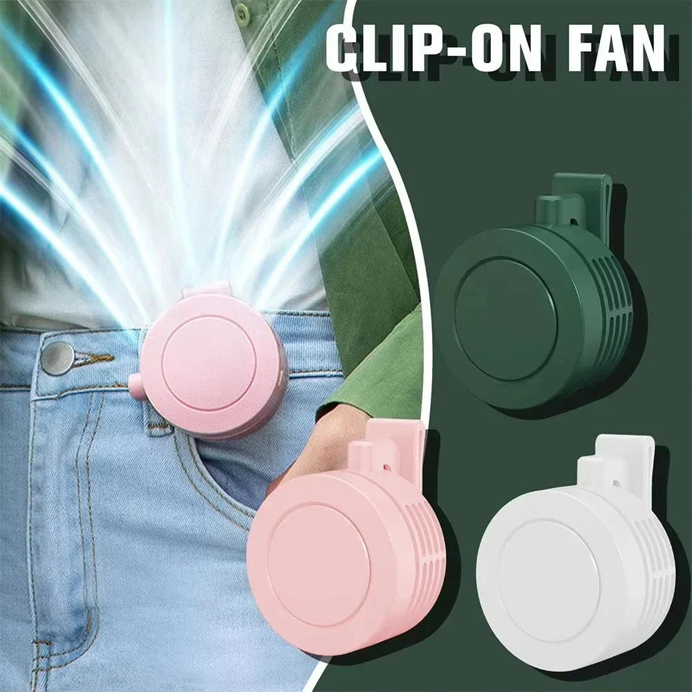 Mini Bladeless Clip Fan – USB Rechargeable Portable Neck & Waist Fan